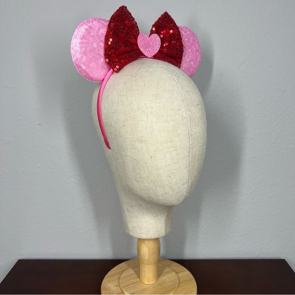 Valentine’s Pink & Red Heart Minnie Ears | Disney-Inspired Mouse Ears Headband - Picture 5 of 6